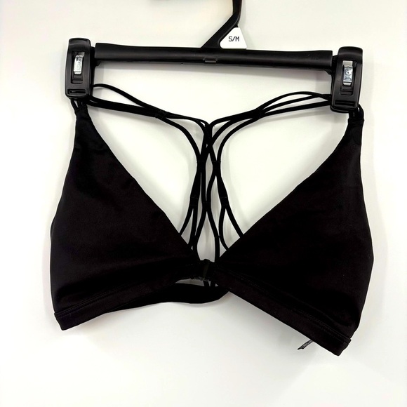 Victoria’s Secret Black Strappy Back Bikini Top Size Small - Picture 1 of 6